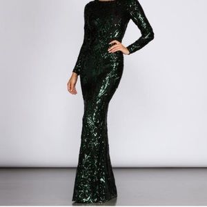 Green evening gown